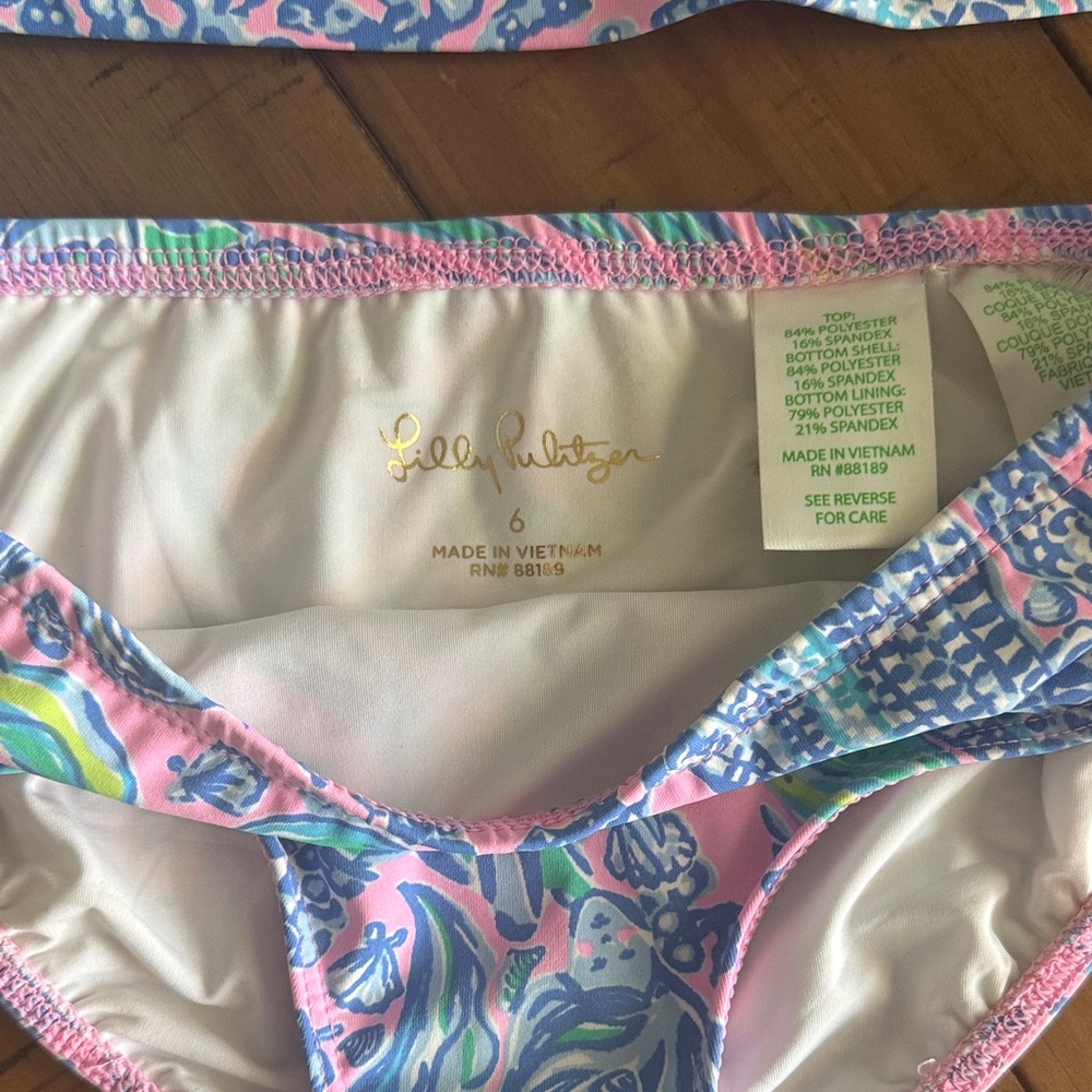 Lilly Pulitzer Pink and Blue Kids Swim Rashguard - Picture 7 of 9